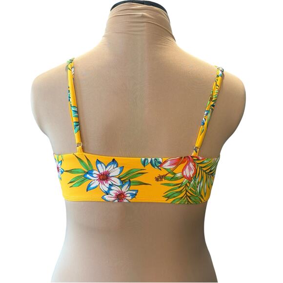 NWT Beach Joy Bikini Swim Top Size Medium Yellow Floral Adjustable Straps - Picture 3 of 6
